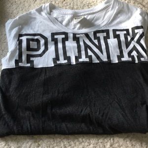 Black an white pink shirt